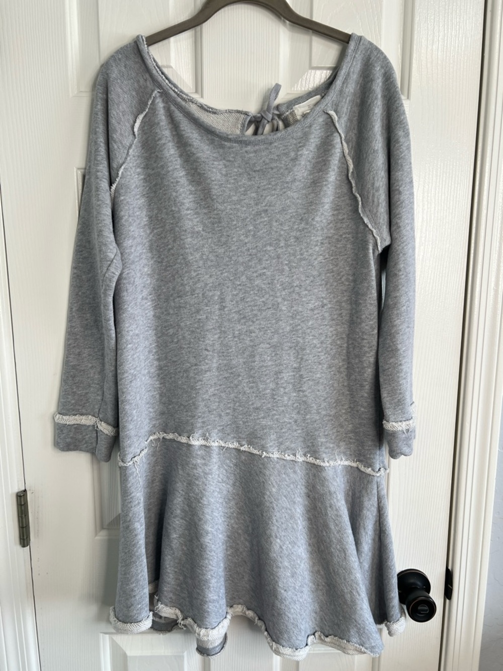 Caslon Nordstrom gray wide neck tie back long sleeve sweater tunic oversized Med